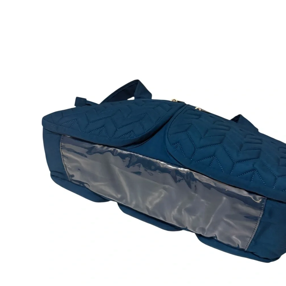 LUG teal / blue Streetcar Short Travel Diaper Purse Tote, Quilted Baby Bag_7